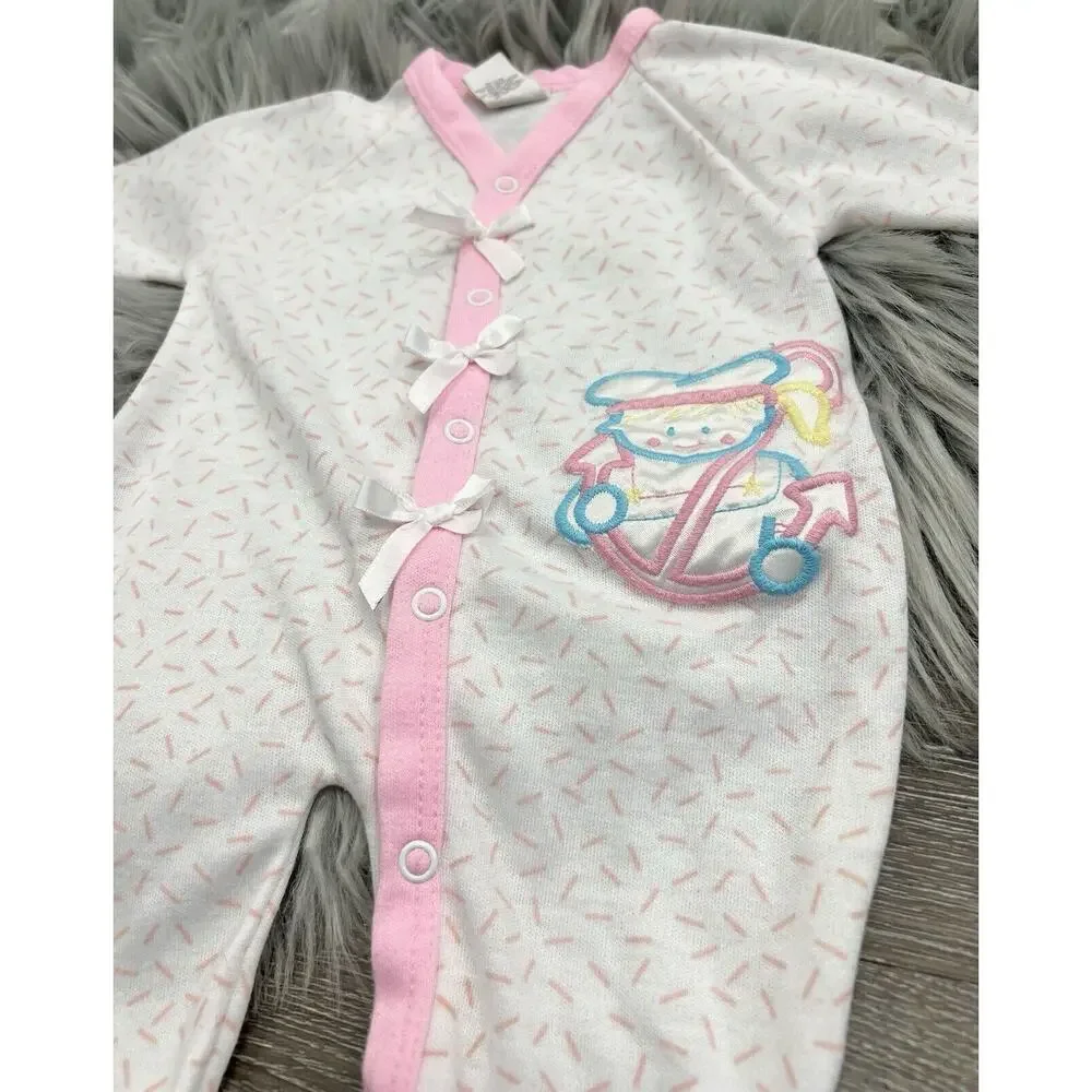 Vintage Teddy‎ Bears Brand Baby Footed Snap Pajamas Size Small